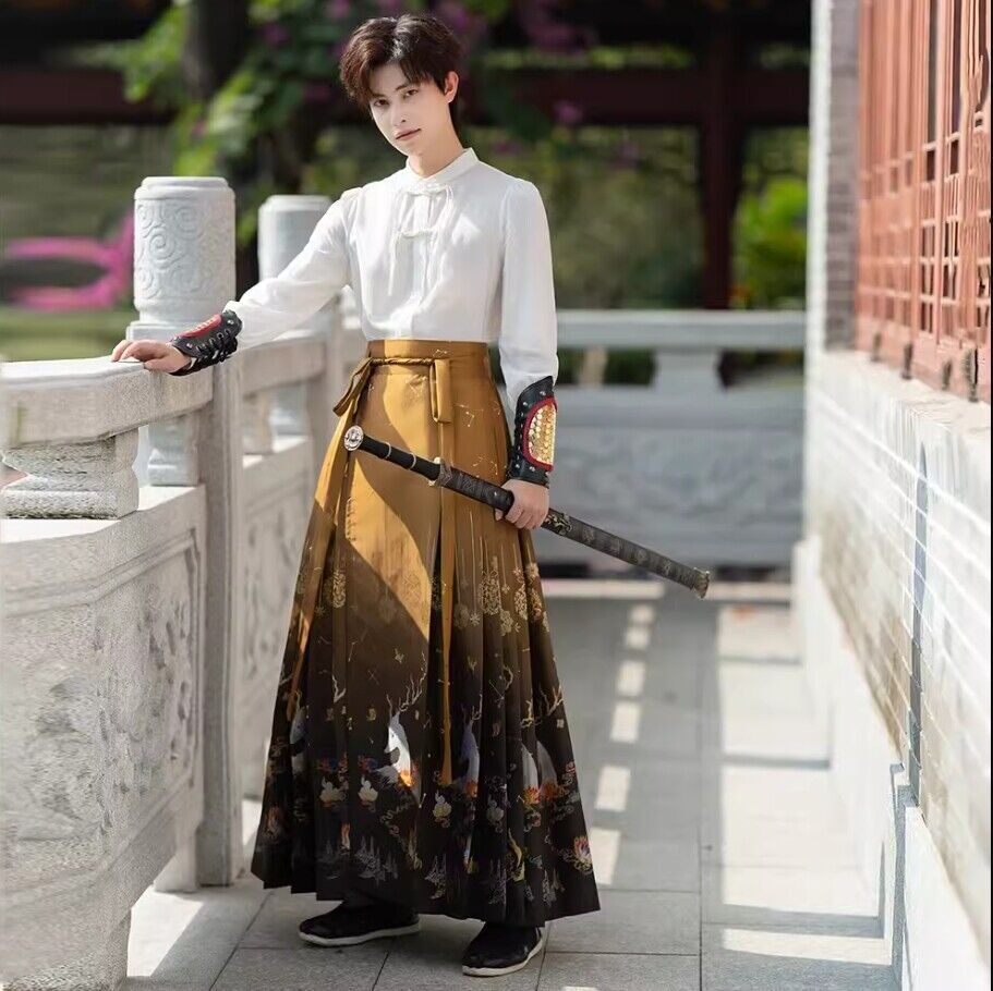 Mkjuuior Retro Hanfu Horse Face Skirt Suit Modern Women Chinese