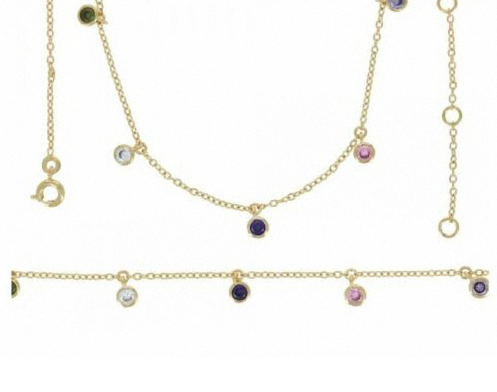 Collier Pampilles En Perles De Cristal Rose Et Violet - Plaqué Or 18 Carats - Marque Bijouxia