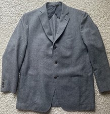 Men's Saks Fifth Avenue Grey Wool Blazer 44R Freely Comero Made In Italy