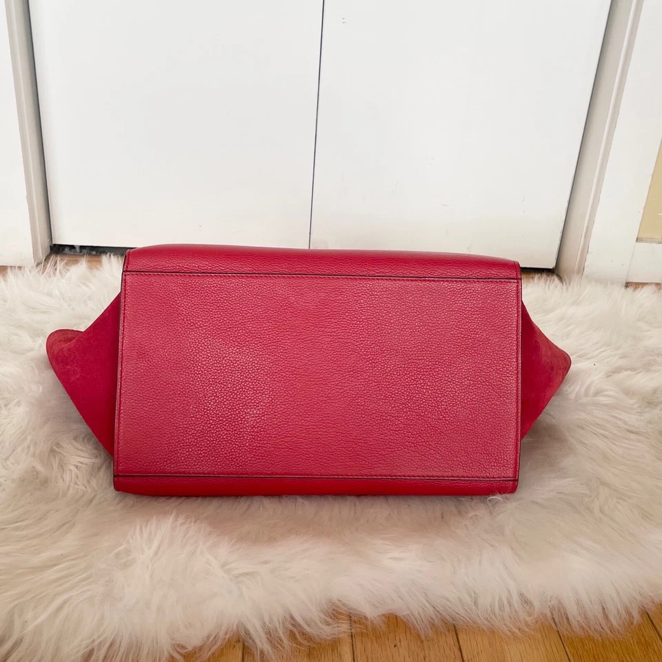 Bolso Trapecio Grande Celine Auténtico $3,450 Old Celine (era Phoebe Philo) Rojo Foto 4 de 4