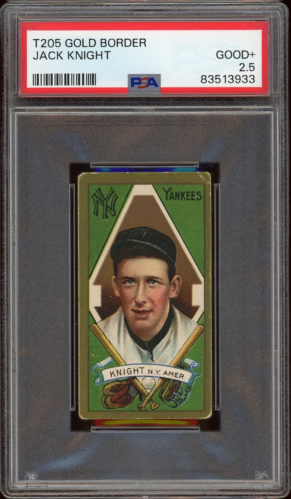 1911 T205 Gold Border Baseball Jack Knight PSA 2.5