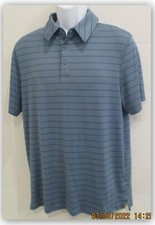 All In Motion BLUE w Stripe Athletic Polo Wicking Stretch Polyester/Spandex