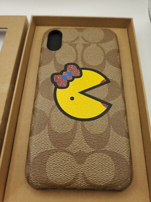 Coach Signature Ms. Pac Man iPhone X Case Yellow and Khaki- New In