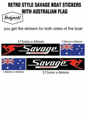 SAVAGE Boat Decals RETRO STYLE with Aussie Flag | eBay Australia