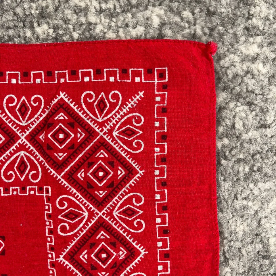Vintage Fast Color Bandana Red Elephant Trunk Up 60s 70s Selvedge Cowboy Western - Image 4 of 4
