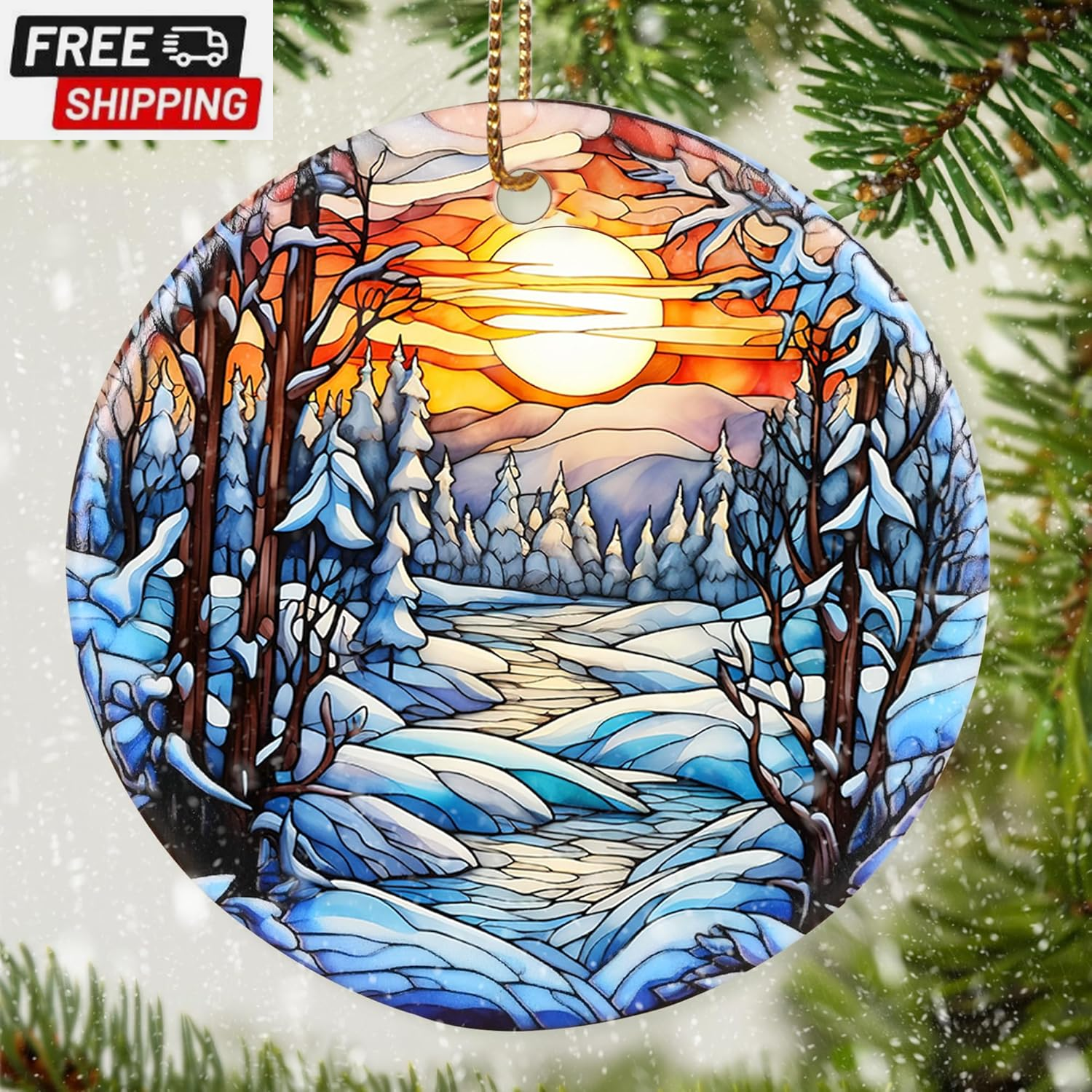 Christmas Ornaments,  Winter Landscape, Winter Sunrise, Christmas Decorations, O