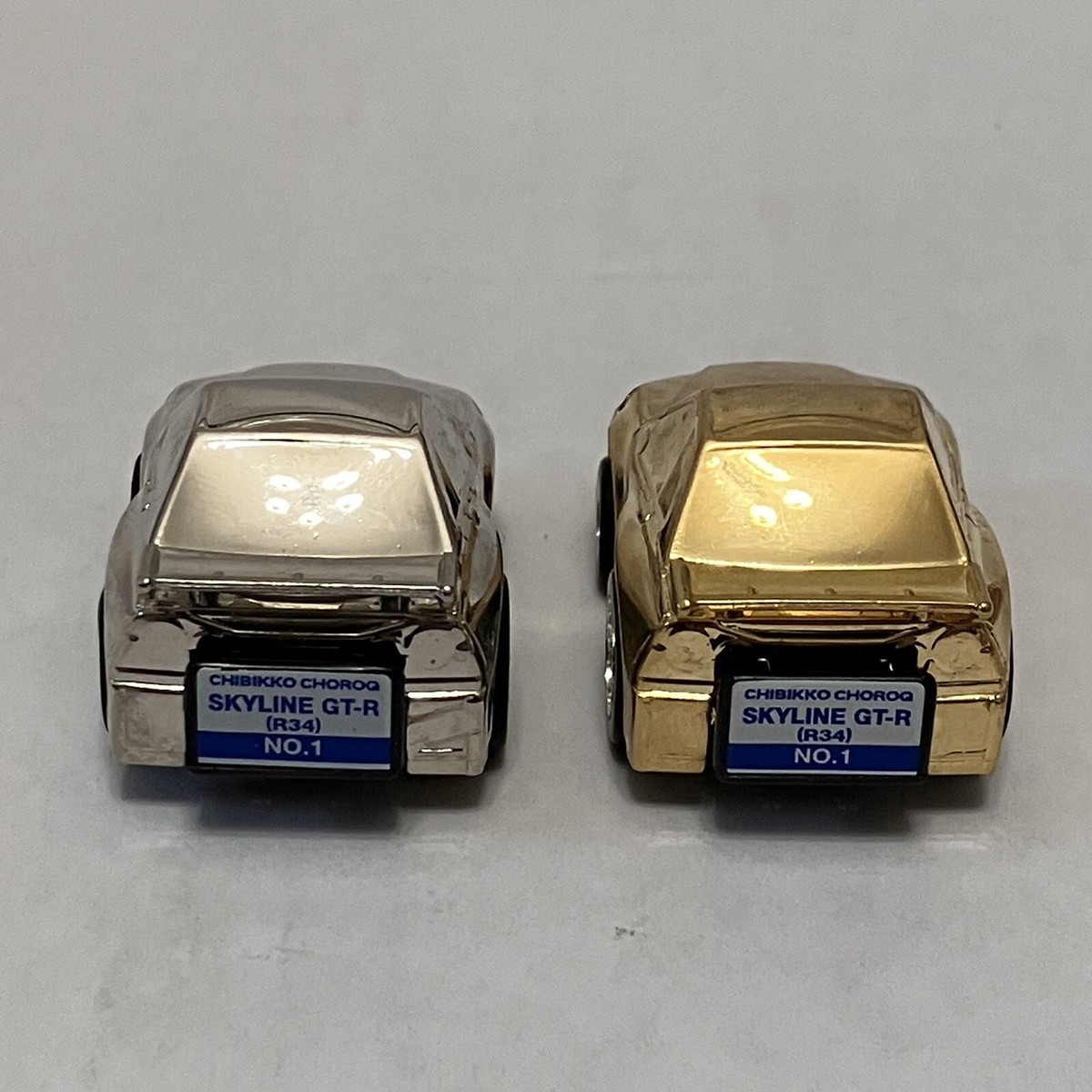 Rare Nissan Skyline GT-R R34 Gold & Chrome Set Choro Q Pullback