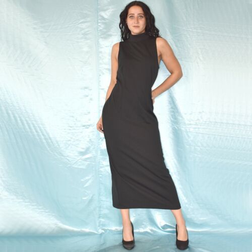 Stand up Collar At Stretch Maxi Dress M (40) Cocktail Prom Sheath
