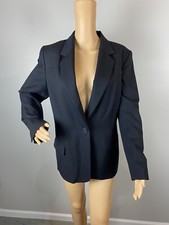 Pendleton Vintage Blazer Womens 12 Black 100 Virgin Wool One Button USA