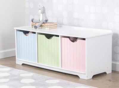 KidKraft 14565 Aufbewahrungsbank aus Holz Pastellfarben