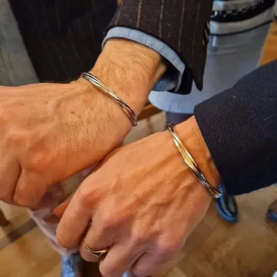 Minimalist Silver Bangle Viking Bracelet Silver Plated Unisex Bracelet V - Image 3 of 4