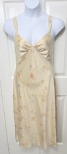 Jones New York Satiny M Yellow Peach Floral Nightgown Slip Dress Fit Flare