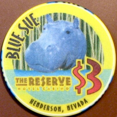 $3 Casino Chip. The Reserve, Henderson, NV. Blue Sue. W15.