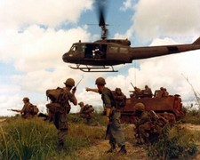 U.S. Soldiers with M113 Tank & Huey Helicopter 8x10 Vietnam War Photo 166