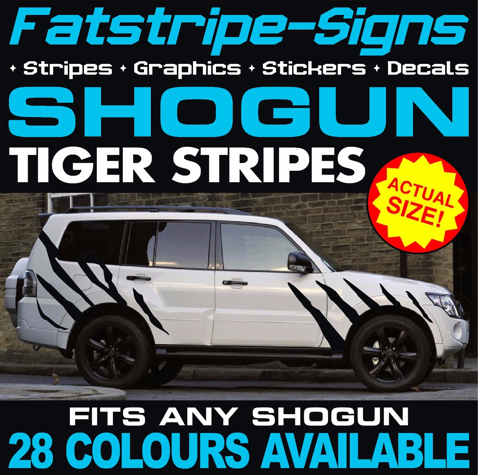 to fit MITSUBISHI SHOGUN GRAPHICS TIGER STRIPES DECALS STICKERS 4x4 ...