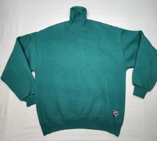 Mens Vintage Russell Athletic Turtleneck Sweatshirt Green Made In USA XL Heavy