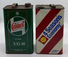 Vintage - Castrol and Shell Motor Oil - Pack of 2