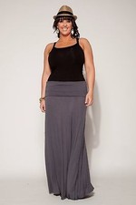 New Full Length Charcoal Summer Maxi Skirt in Sizes M L MADE IN USA 