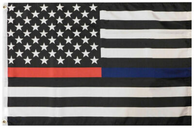 (2 PACK) 3X5 USA Thin Red Blue Line First Responders 100D Woven Poly Nylon Flag