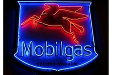 Mobil Gas Flying Pegasus Motor 24"x20" Neon Sign Light Lamp HD Vivid Printing
