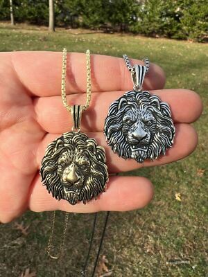 Real Solid 925 Silver /Gold Plated Rasta African Lion Leo King