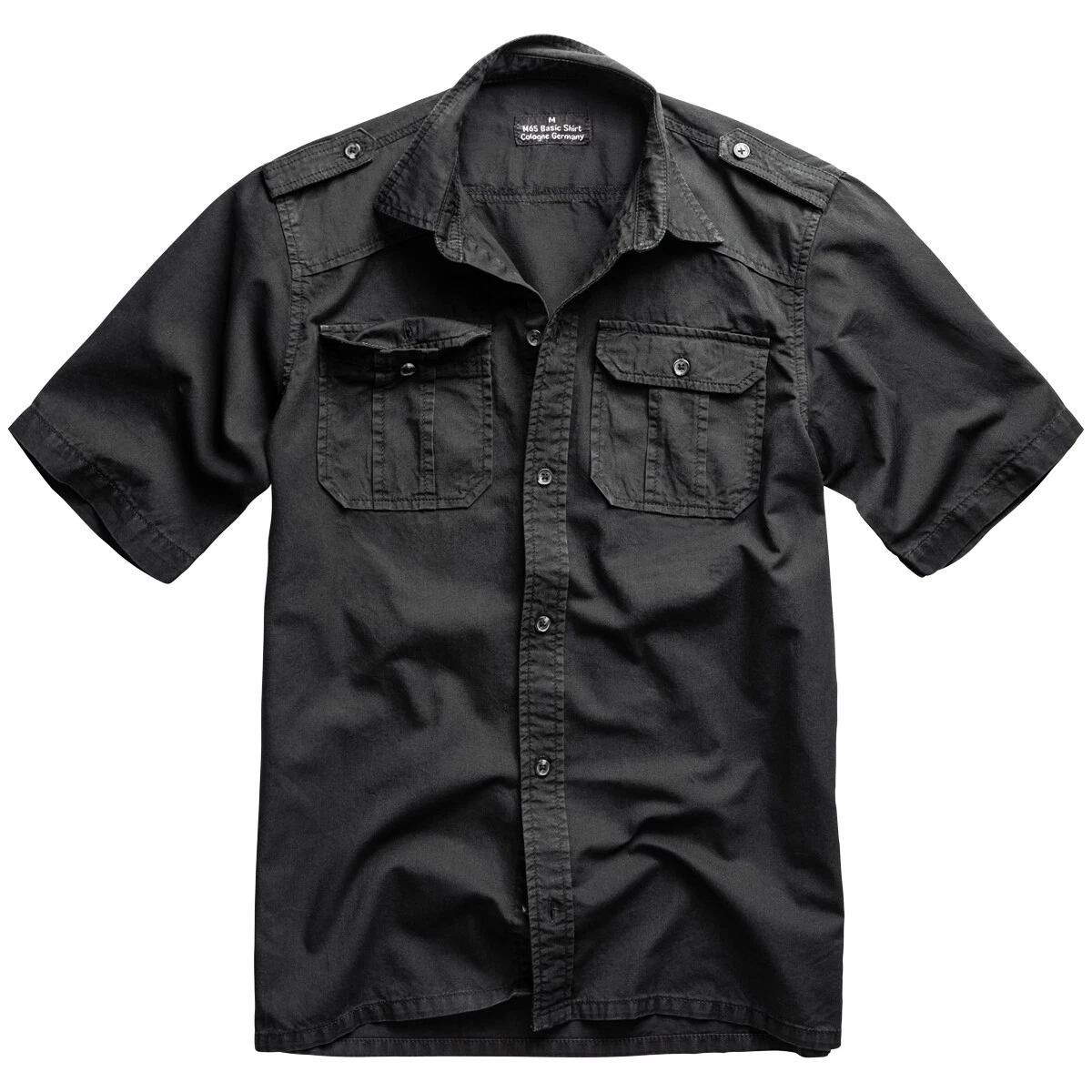 Surplus Básico Camisa Manga corta Hombres Casual Trabajo Exterior Ejército Negro