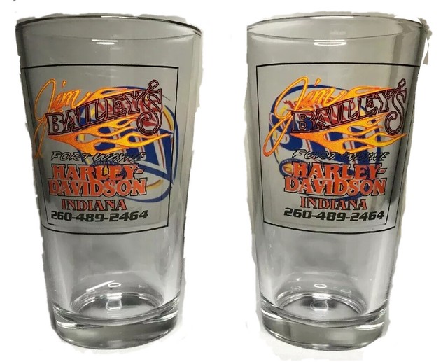 harley davidson drinking glass set