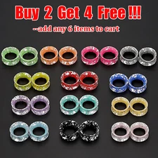 PAIR-ULTRA THIN EAR SKINS TUNNELS-Silver Spots Silicone Ear Gauge-Soft Ear plugs