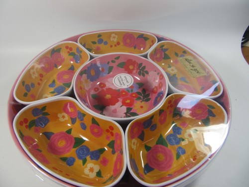 Alex & Zoe Large 15in Melamine Lazy Susan Snack Tray Rotating Serving Platter - Picture 12 of 12