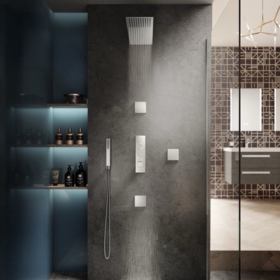 Hudson Reed Ignite Square Slimline Duschpaket (3 Steckdosen)