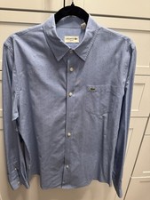 Lacoste Blue Slim Fit Long Sleeve Button-Up Shirt Men's Medium, Excellent Shape