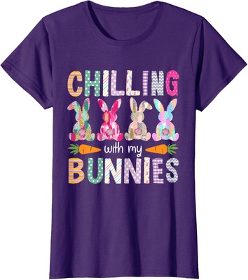 Easter Day Chilling With My Bunnies Egg Hunt Squad Ladies' Crewneck T-Shirt