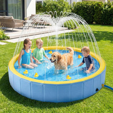 Foldable Dog Pool with Sprinkler, Ideal Splash for Kids and Dogs, Large 63  Spla