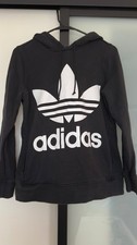 adidas Originals Trefoil Hoodie Black White Logo Women Small