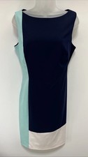 LAUREN RALPH LAUREN Sleeveless Color Block Shift Dress Women's 12 Lined Zipper