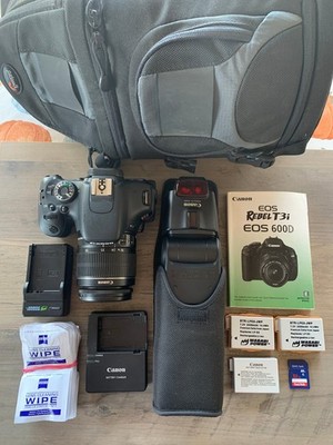 Canon EOS Rebel T3i 600D DSLR Camera w/ 18-55mm Lens + Flash + Bag & Accessories