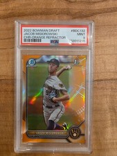 2022 Bowman Draft Chrome Jacob Misiorowski True Orange Refractor /25 PSA 9