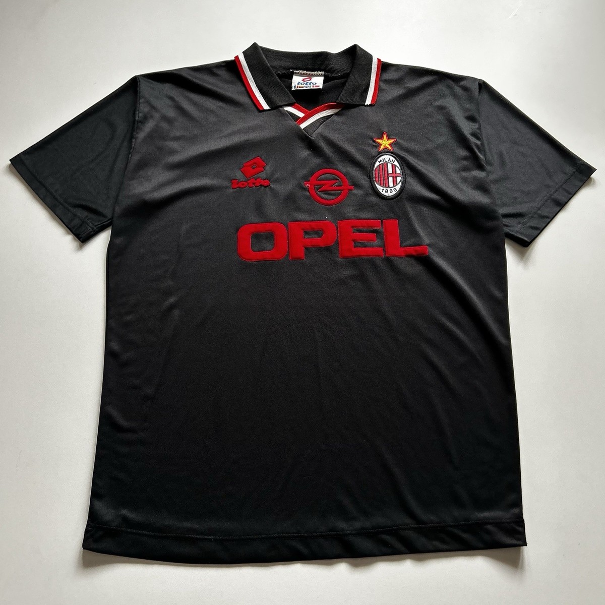 Vintage 90s AC Milan Shirt Jersey Lotto Opel Soccer Football Mens