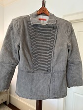 Alice Olivia Women s Gray Embellished Military Jean Jacket- Size M Beaded EUC