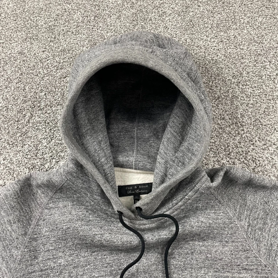 Sudadera con Capucha Rag & Bone Hombre Gris Medio Brezo Pullover Sudadera Polar Hecha en EE. UU. Foto 3 de 4