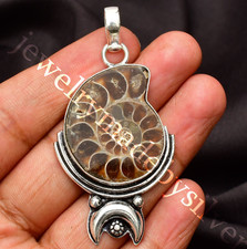 Natürlicher Ammonit Edelstein 925 Sterlingsilber handgefertigter Schmuck Anhä...