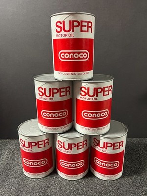 NEW Rare Vintage Conoco Super Motor Oil Cans Quart Bulk Lot FULL SAE 20-20W
