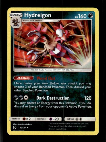 Hydreigon 33/70 Holo Rare Dragon Majesty Pokemon Lightly Played
