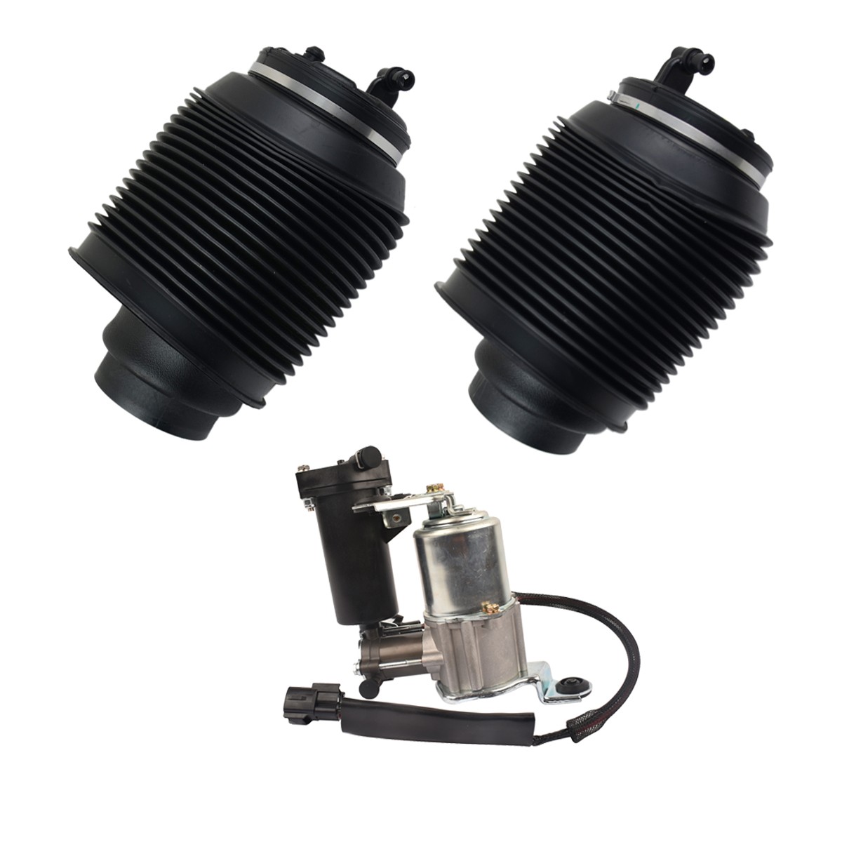 3PCS Rear Air Suspension Spring Bags + Compressor For Toyota 4Runner Lexus GX470