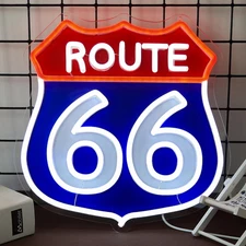 Route 66 Neon Signs,Led Vintage 66 Road Lights, Room Decor for Garage,Home, Room