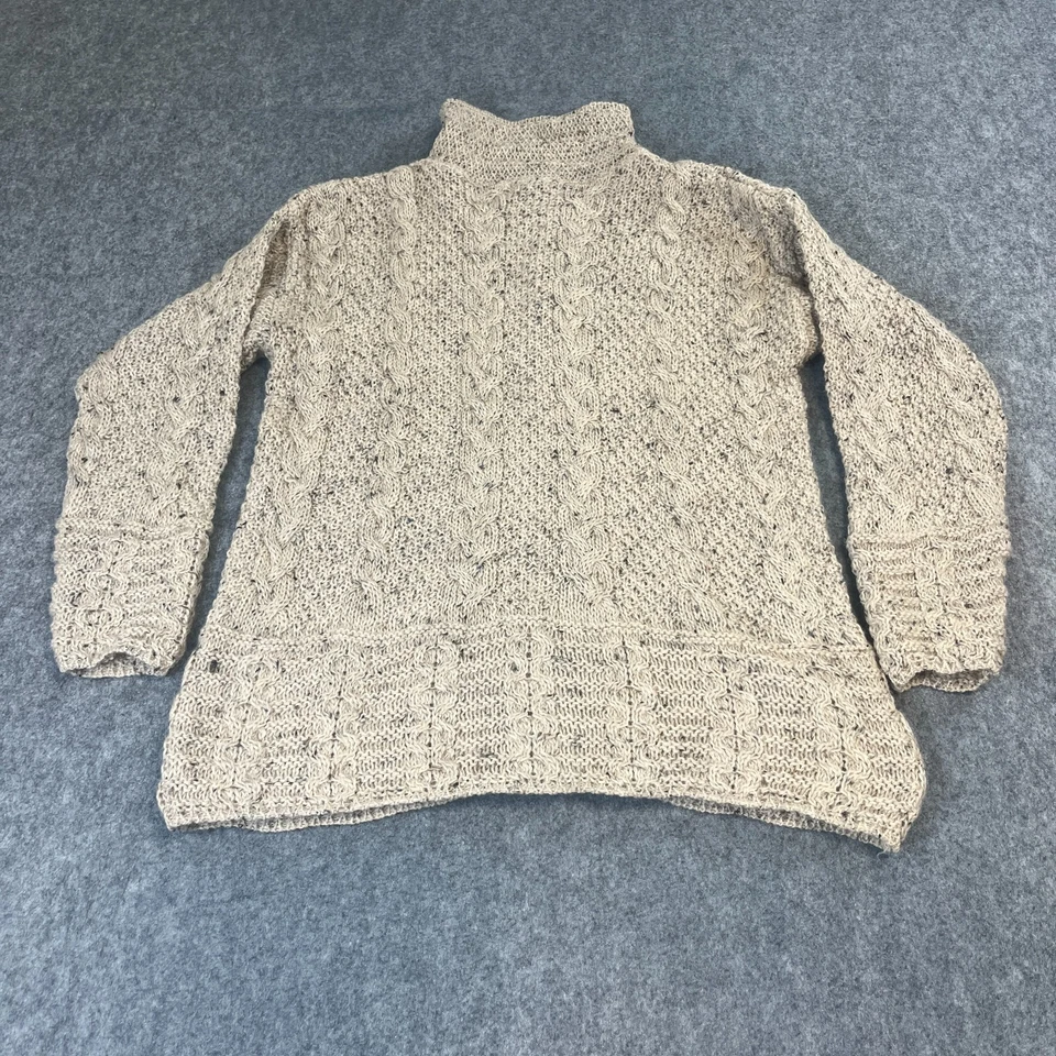 Cárdigan Highland Para Hombres Mediano Lana Beige Cable Grueso Tejido Botón Pescador Acogedor Foto 2 de 4