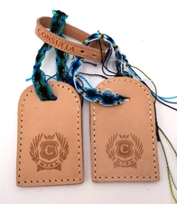 Consuela  Vintage Leather 2 Luggage Tags and Strap Blue