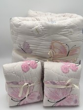 Pottery Barn Kids Wildflower Butterfly Quilt  Shams  Full/Queen  Three Piece