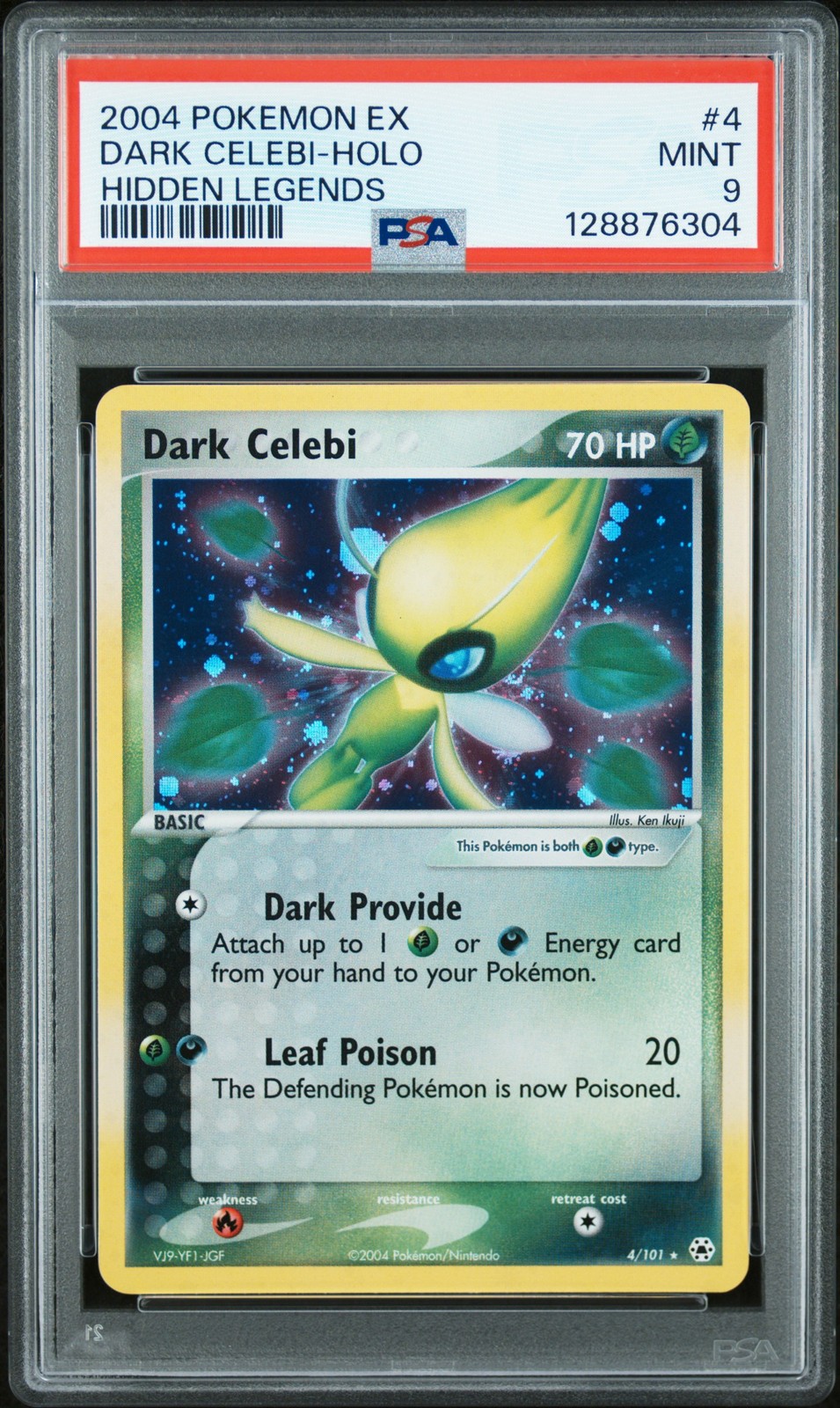 2004 POKEMON EX HIDDEN LEGENDS #4 DARK CELEBI-HOLO PSA 9