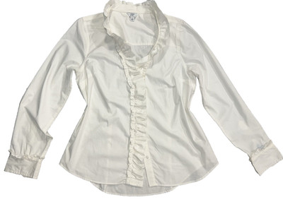 Crown and Ivy White Ruffled Blouse Size- L